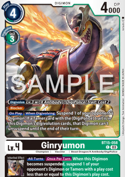 Ginryumon (BT15-058)⁣ - Exceed Apocalypse⁣ (Common)⁣ [058]