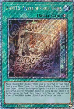 WANTED: Seeker of Sinful Spoils (V.4 - Platinum Secret Rare)⁣ - Quarter Century Bonanza⁣ (Platinum Secret Rare)⁣ [074]